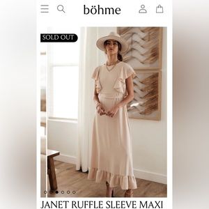 Pinkish-beige ruffle sleeve maxi dress